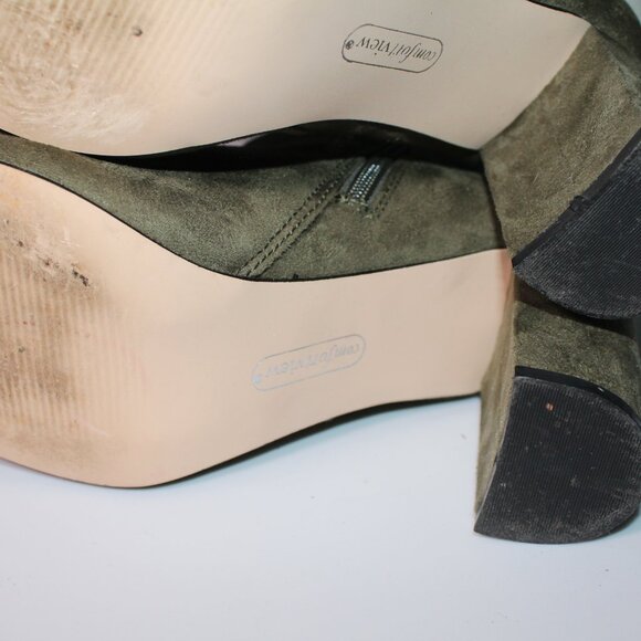 BAMBOO Olive Brown Vegan Suede Peep‎ Toe Bootie Ankle Boots Sz. 9 *SH - Picture 7 of 8